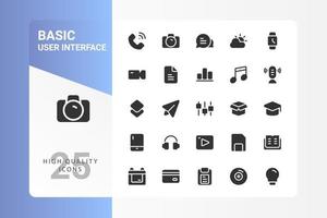 Basic UI icon pack for your web site design, logo, app, UI. Basic UI icon glyph design. Vector graphics illustration and editable stroke. EPS 10.