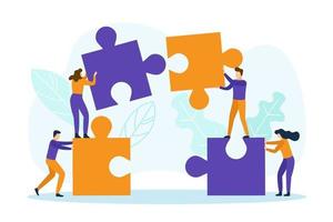 Business people with puzzle pieces vector