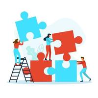 Business people with puzzle pieces vector