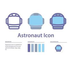 icono de astronauta en aislado sobre fondo blanco. para el diseño de su sitio web, logotipo, aplicación, interfaz de usuario. Ilustración de gráficos vectoriales y trazo editable. eps 10. vector