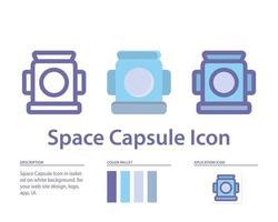 icono de cápsula espacial en aislado sobre fondo blanco. para el diseño de su sitio web, logotipo, aplicación, interfaz de usuario. Ilustración de gráficos vectoriales y trazo editable. eps 10. vector