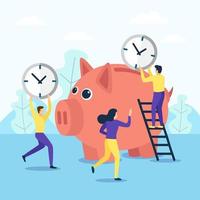 Save time in a piggy bank vector