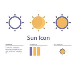 Sun icon in isolated on white background. for your web site design, logo, app, UI. Vector graphics illustration and editable stroke. EPS 10.