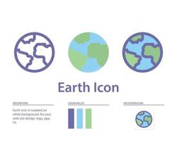 earth icon in isolated on white background. for your web site design, logo, app, UI. Vector graphics illustration and editable stroke. EPS 10.