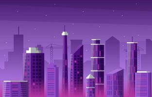 Night City Building Construction Cityscape Skyline Business Illustration vector