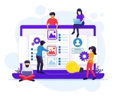 UI UX design concept, people creating an application design, content and text place illustration vector