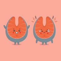 Cute Salmon Characters Smiling and Sad vector