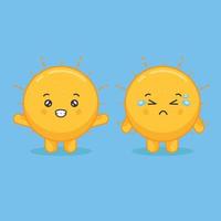 Cute Sun Characters With Happy and Sad Expressions vector