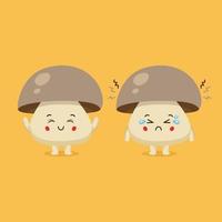 Cute Mushroom Characters Smiling and Sad vector