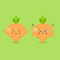 Cute Onion Characters Smiling and Sad vector