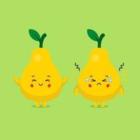 Cute Pear Characters Smiling and Sad vector