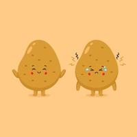 Cute Potato Characters Smiling and Sad vector