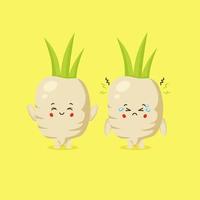 Cute Radish Characters Smiling and Sad vector