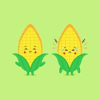 Cute Corn Characters Smiling and Sad vector