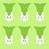 Cute Chinese Cabbage Character with Expressions vector