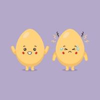 Cute Egg Characters With Smiling and Sad vector