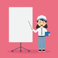 personaje de la escuela secundaria de Indonesia con tablero en blanco vector