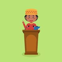 Muslim Character Speak On The Podium vector