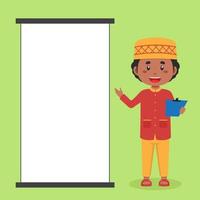 Muslim Character with Blank Board vector