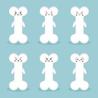 Cute Bone Character with Expressions vector