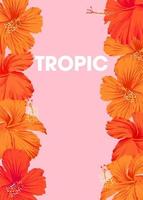 Bright orange hibiscus tropical background with space for text