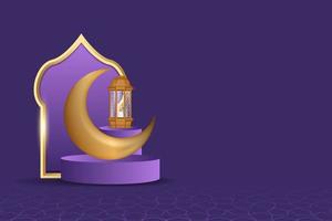 Realistic ramadan kareem sale banner with 3d podium vector