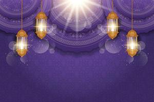 Ramadan Kareem greeting card decorated with arabic lanterns vector