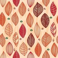 Forest leaves seamless pattern in pastel, warm colors. Wallpaper with natural floral ornaments. Hand drawn graphic modern design.