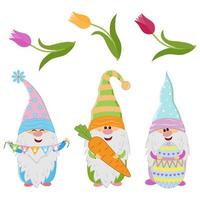 gnomos de primavera de pascua vector