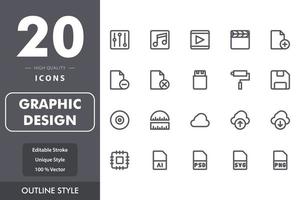 Graphic design icon pack vector