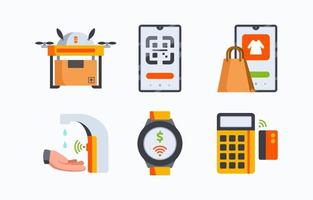 Supporting Technology in New Normal Protocol Icons vector