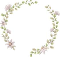 Vector floral wedding wreath. Frame made of wild daisies and yellow-green leaves