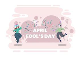 Celebration Happy April Fool's Day Wearing a Jester Hat Background Design Concept. Vector Illustration