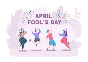 Celebration Happy April Fool's Day Wearing a Jester Hat Background Design Concept. Vector Illustration