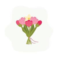Bunch of Spring Flowers Flat Vector Illustration