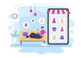 diseño plano de compras en línea para la página de destino del sitio web, elementos de marketing o ilustración de comercio electrónico, banner web y pago digital vector