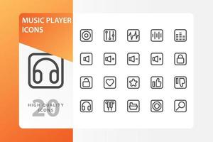 Music Player icon pack isolated on white background. for your web site design, logo, app, UI. Vector graphics illustration and editable stroke. EPS 10.