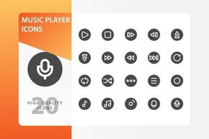 Music Player icon pack isolated on white background. for your web site design, logo, app, UI. Vector graphics illustration and editable stroke. EPS 10.