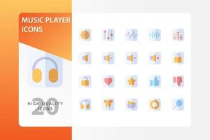 Music Player icon pack isolated on white background. for your web site design, logo, app, UI. Vector graphics illustration and editable stroke. EPS 10.