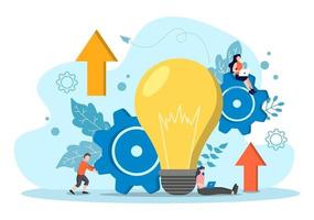 Startup Flat Illustration of Business Development Process, Innovation Product, and Creative Idea. vector