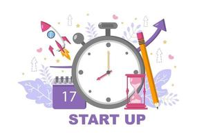 Startup Flat Illustration of Business Development Process, Innovation Product, and Creative Idea. vector