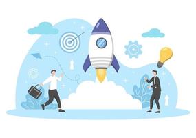 Startup Flat Illustration of Business Development Process, Innovation Product, and Creative Idea. vector