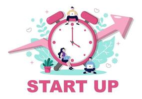 Startup Flat Illustration of Business Development Process, Innovation Product, and Creative Idea. vector