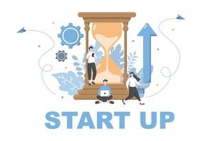 Startup Flat Illustration of Business Development Process, Innovation Product, and Creative Idea. vector