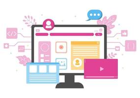 Web Development Flat Illustrations for Websites, Programming, Marketing Materials, Business Presentations, Online Advertising and Mobile Applications vector