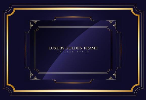 golden frame in golden line style on blue