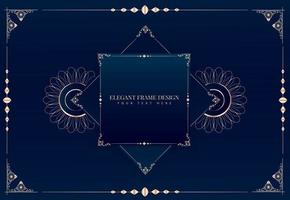 elegant golden frame in line style on blue vector