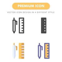 pen and ruler icon pack isolated on white background. for your web site design, logo, app, UI. Vector graphics illustration and editable stroke. EPS 10.