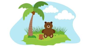 Bear Vector Cute Animals in Cartoon Style, Wild Animal, Designs for Baby clothes. Hand Drawn Characters