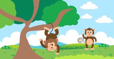 mono vector animales lindos en estilo de dibujos animados, animales salvajes, diseños para ropa de bebé. personajes dibujados a mano